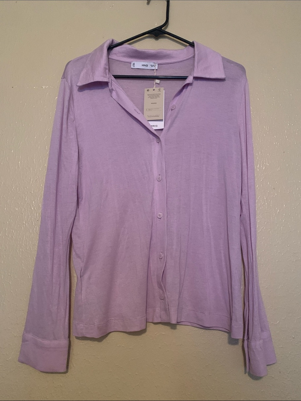 Mango Lavender Button-Down Long Sleeve Shirt